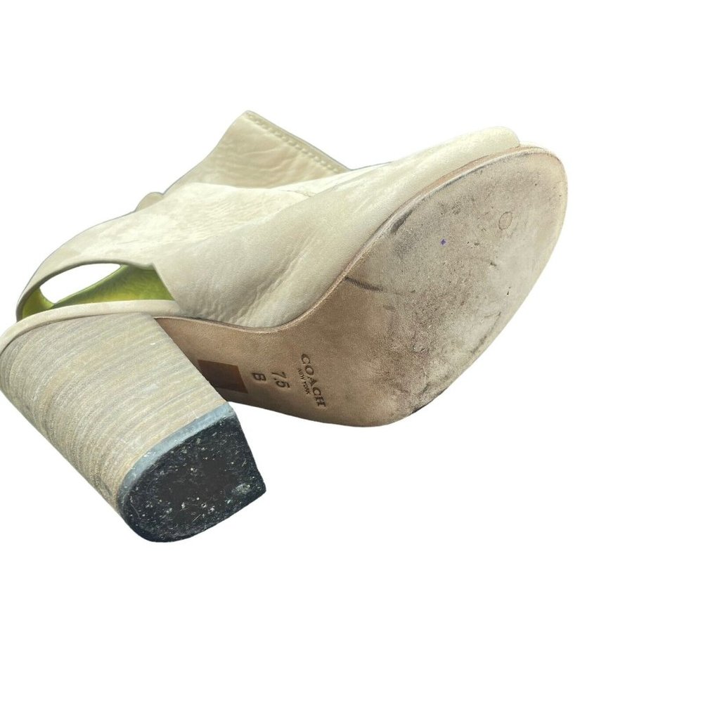 Coach Saratoga Open Toe Bootie Womens 7.5 B Beige Leather STYLE Q4463 A6469 - Picture 7 of 9